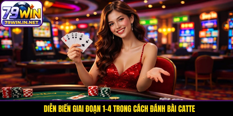 Diễn biến giai đoạn 1-4 trong cách đánh bài Catte